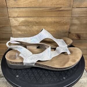 Dansko Sandals Women 7.5 Reece Linen Milled Shoes Multicolor Leather Toe Loop 38